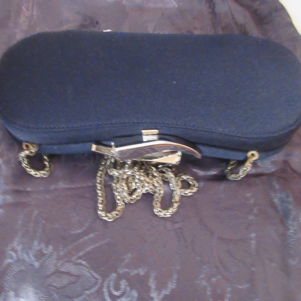 VTG Rodo Microfiber Evening Box Bag  Blue 8 ½ “L x 3“H x 2“D Milan, Italy